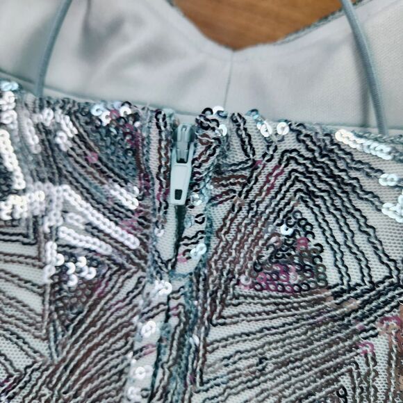 🩵NWT Speechless Mint & Silver Sequined Strappy Mermaid Sleeveless Gown Size 3 - Picture 7 of 13
